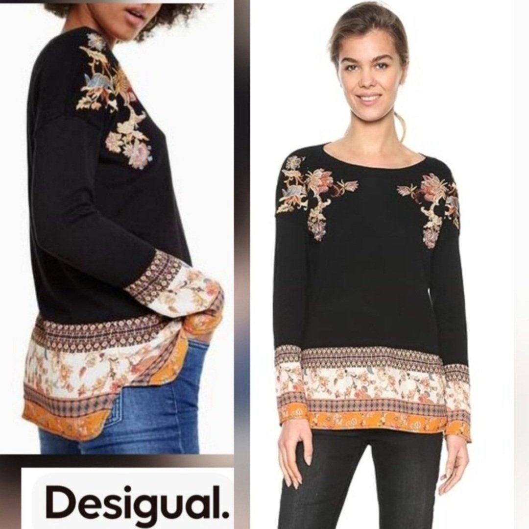 Magnifique pull desigual brodé tt neuf