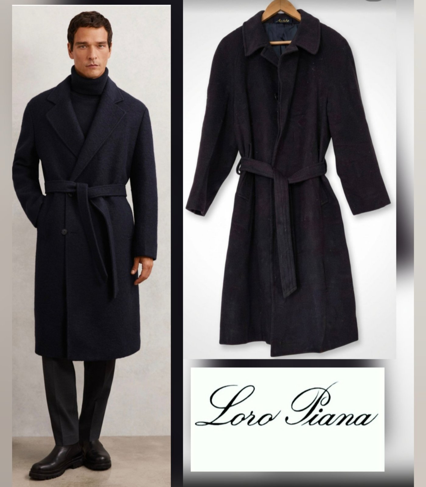 Magnifique manteau de la maison de luxe italienne loro piana authentique pour homme ceinturé 