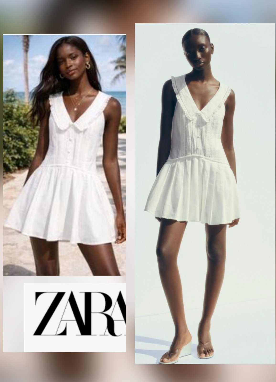 Sublime robe courte zara col brodé à volants 