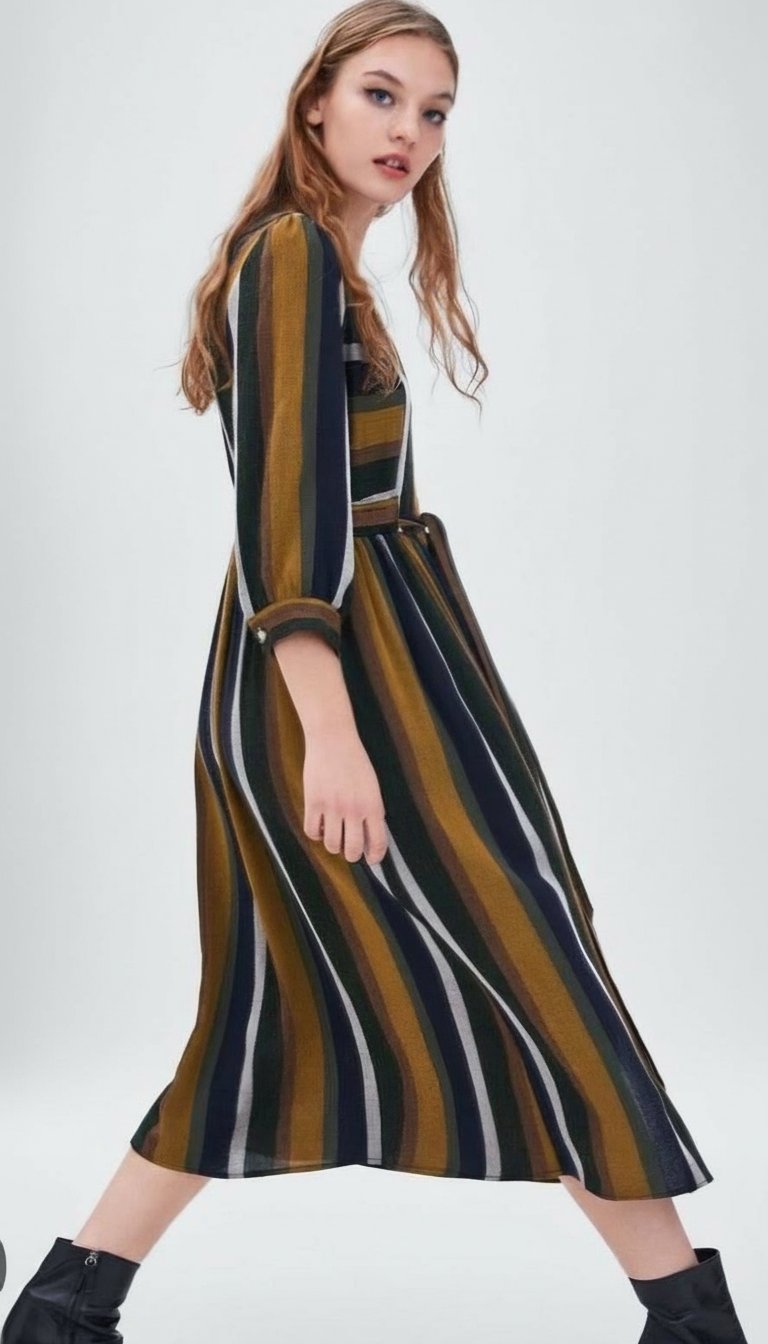Magnifique robe à rayure zara boutonneé ceinturé neuf
