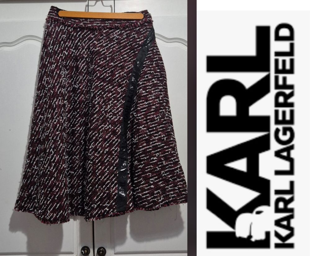Sublime jupe Karl LAGGERFELD tweed avec bande monogram tt neuf