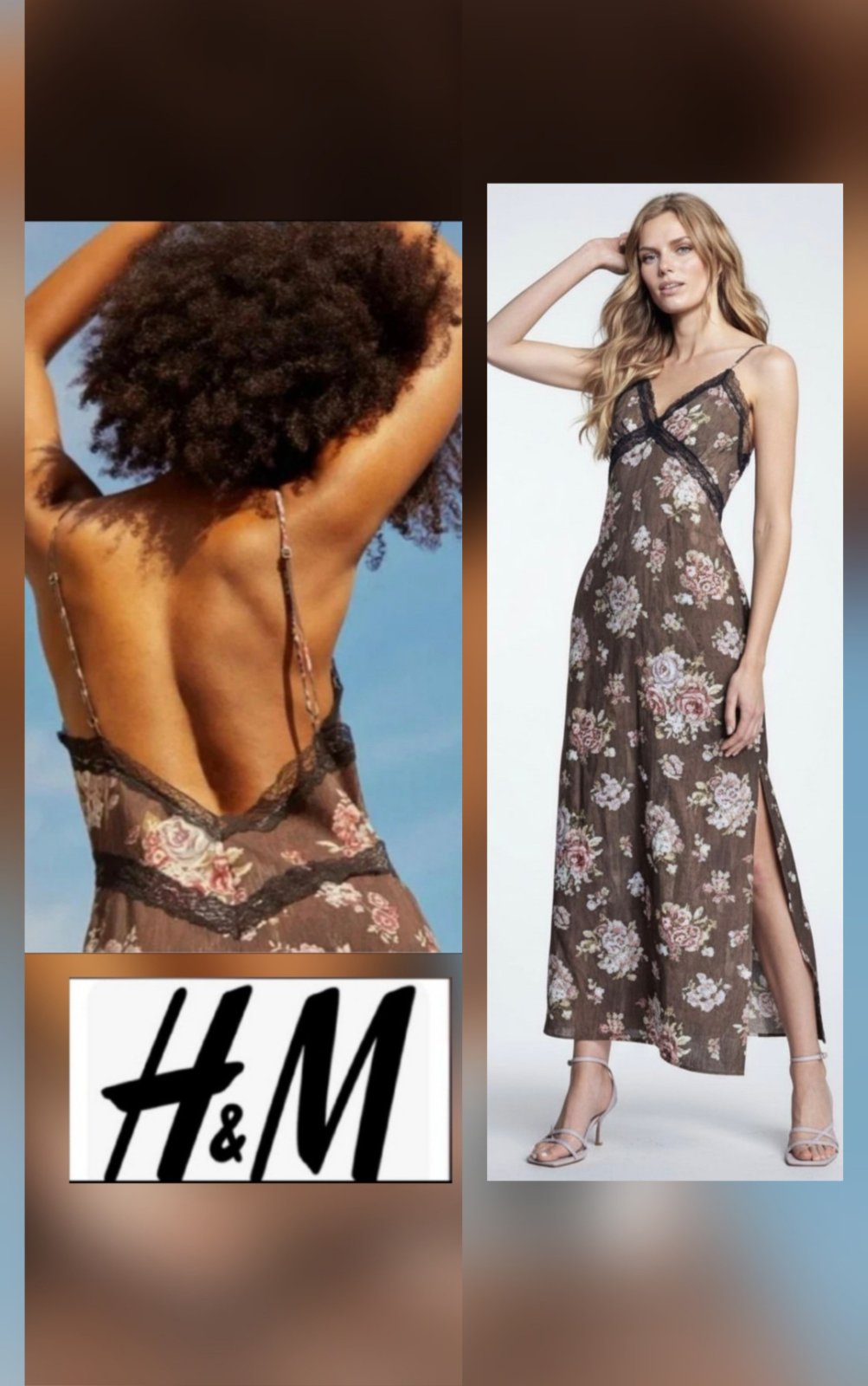 Magnifique robe floral h&m vol v à dentelle