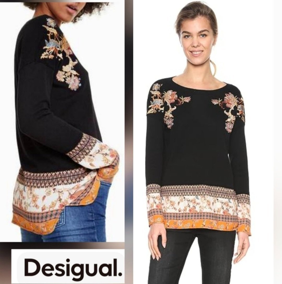 Sublime pull chemise desigual brodé tt neuf
