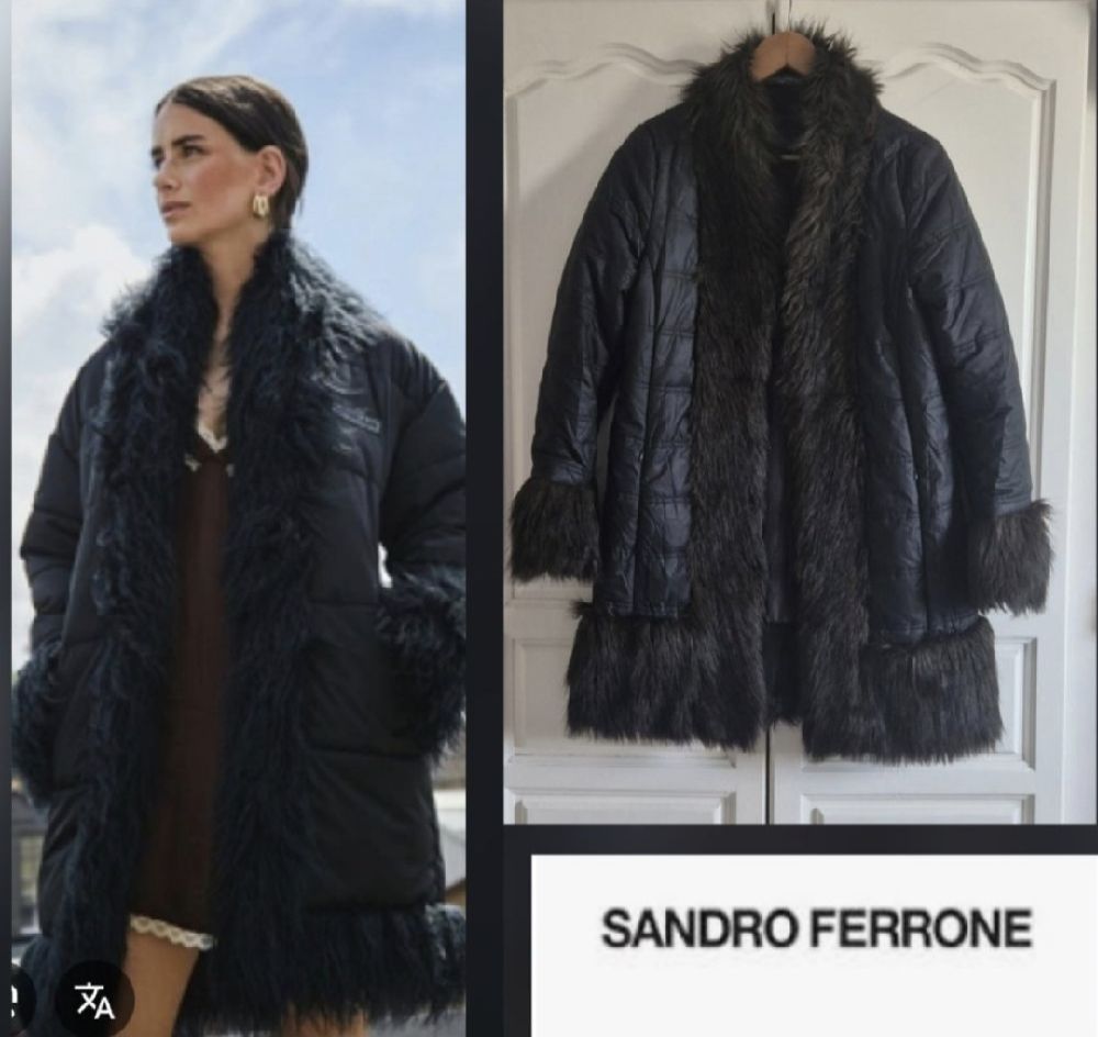 Magnifique manteau sandro ferrone à fourrures tt meuf