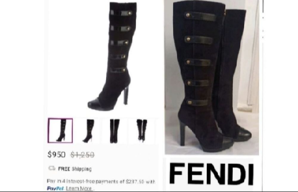 Très jolie botte à talons FENDI authentique agrémenté par des œillets gravé fendi 