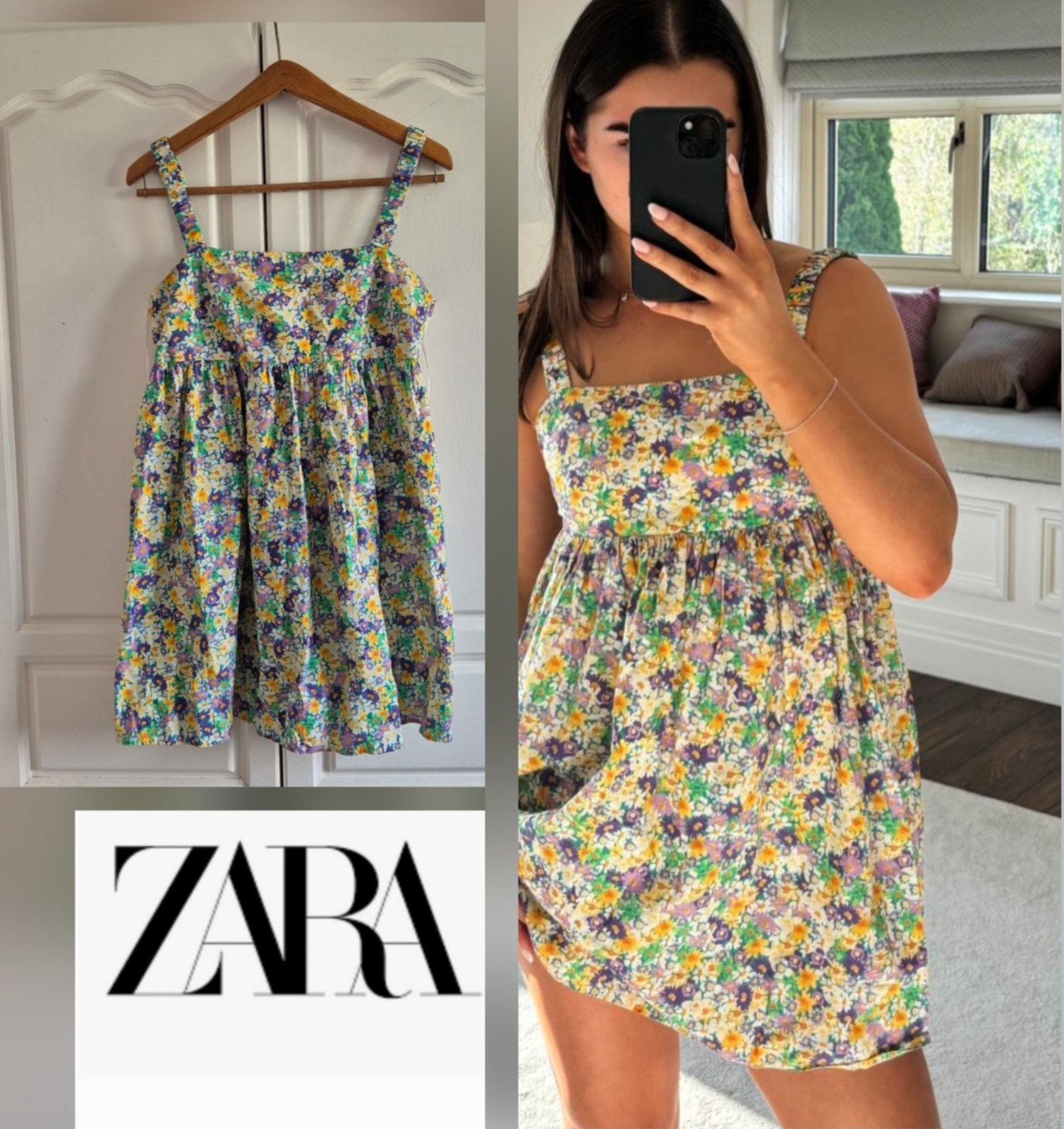 Sublime robe floral zara courte dos avec détaill 