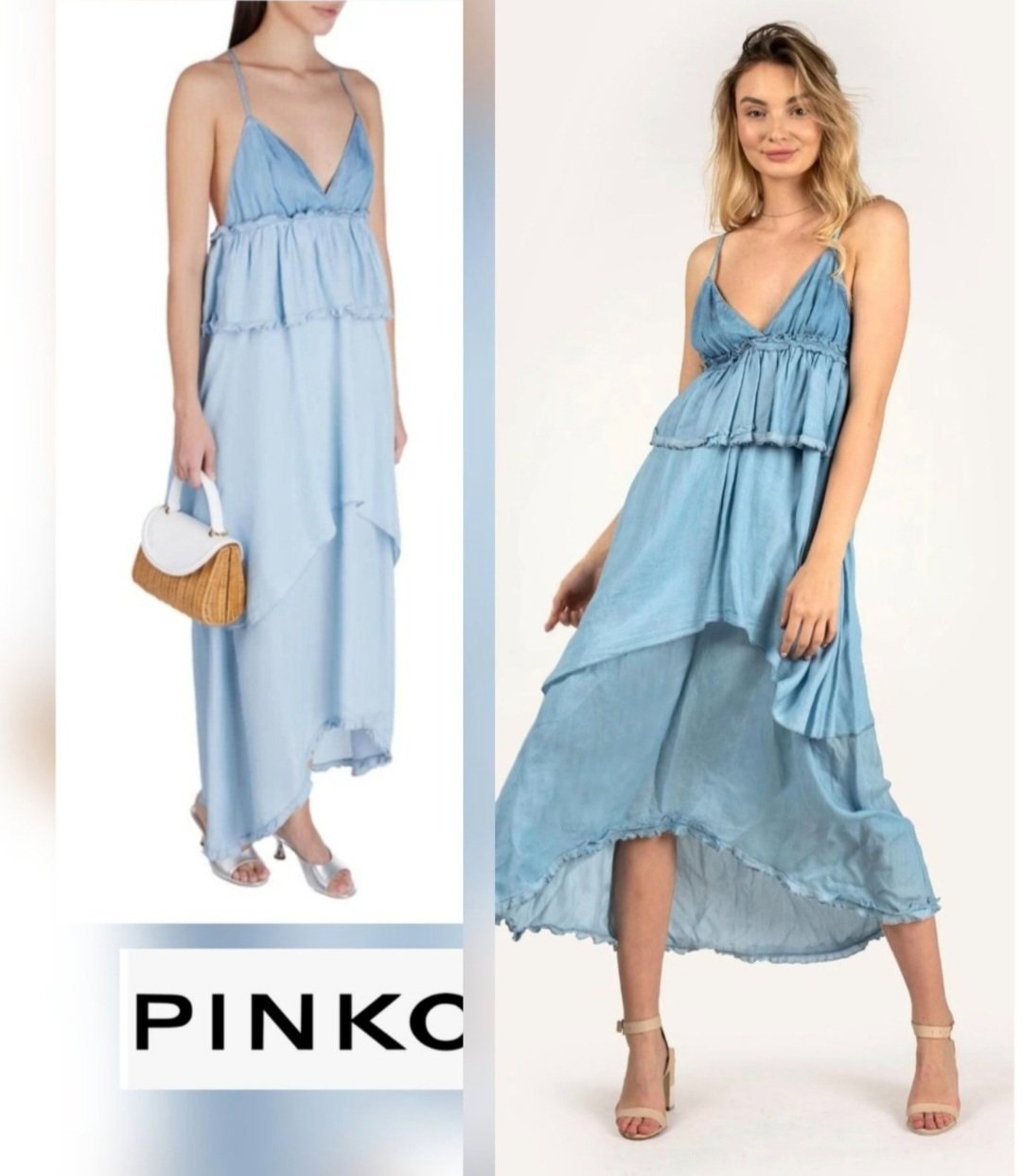 Magnifique robe pinko suprposé à volant et do asymétrique trés confortable 
