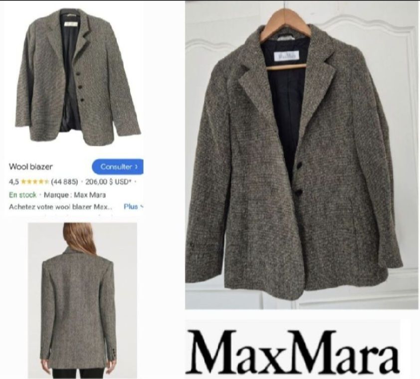 Magnifique blazer maxmara authentique en laine mélangé 