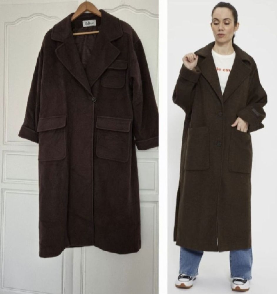 Magnifique manteau long style oversize sports chic laine et cachemire 