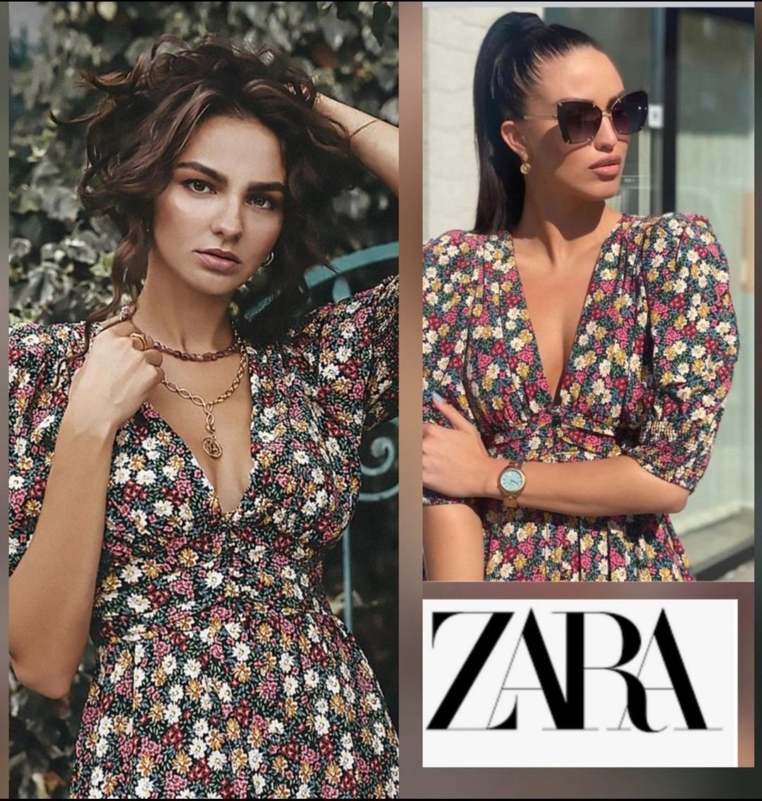 Magnifique robe à petit fleurs zara col v décolté tt neuf