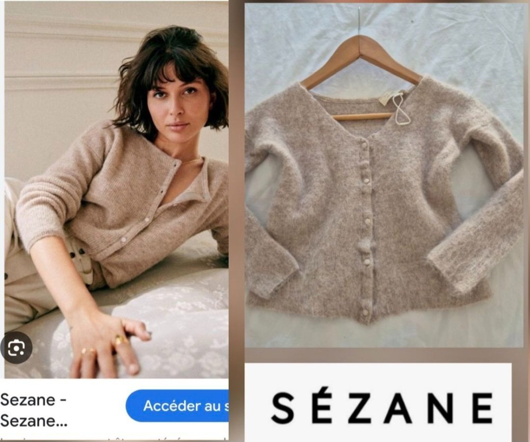 Sublime cardigan crop sezane à boutons beige et doré