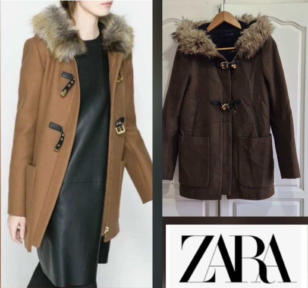 Sublime manteau zara à capuche evec fourrure 