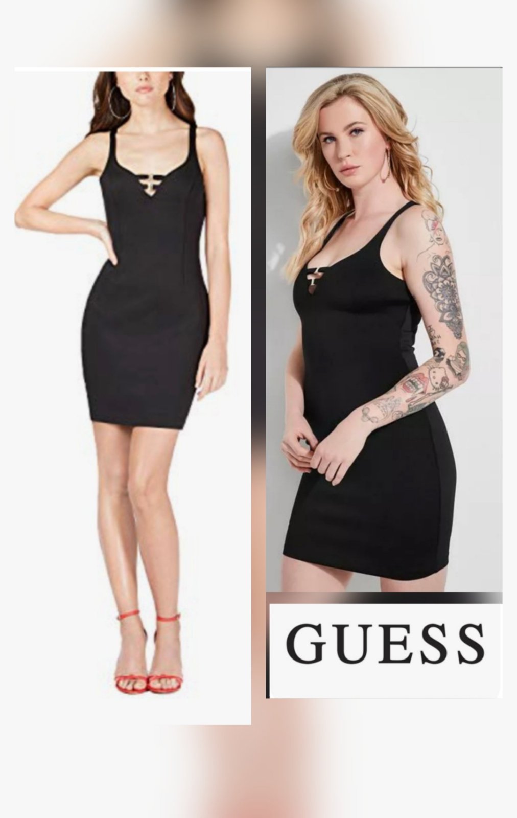 Sublime robe moulante guess enclure en V avec dérail 