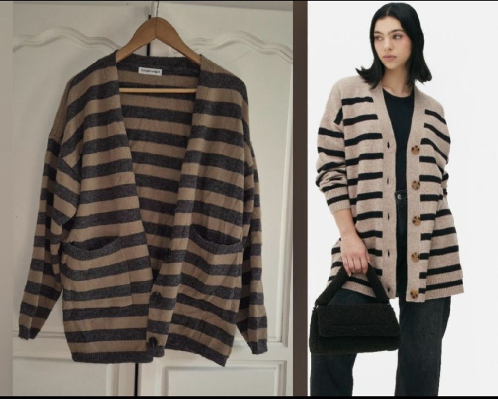 Trés jolie cardigan à rayures long tt neuf