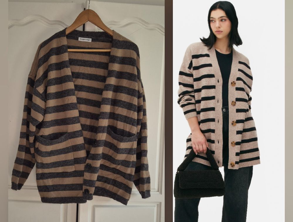 Cardigan à rayures long tt ́neuf 
