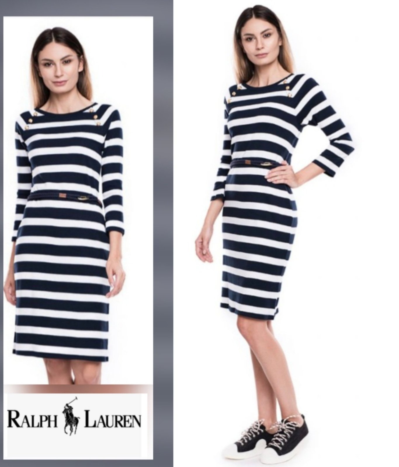 Trés jolie robe ralph laurent à rayure ceinturé 