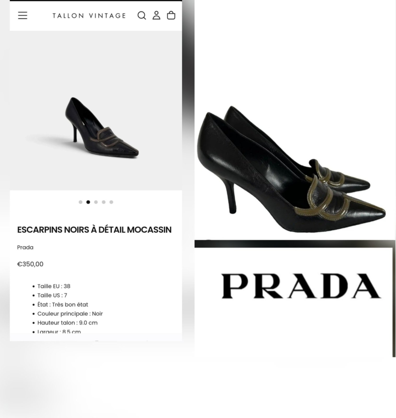 Jolie escarpins à talon Prada authantique