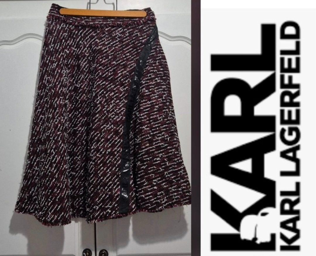 Trés jolie jupe karl lagerfeld en tweed avec bande à logo tt neuf