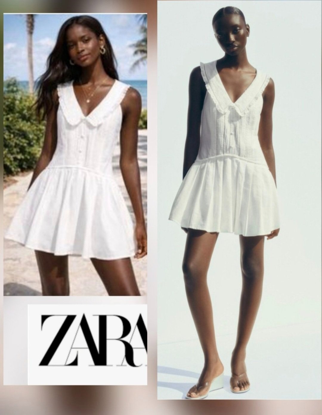 Magnifique robe zara à col brodé 