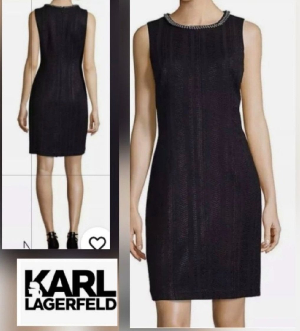 Sublime robe karl lagerfeld col à chaine en mètale et perle 