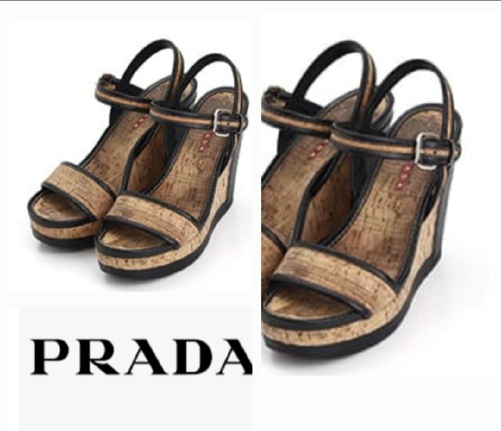 Magnifique sandales compensès prada authentique très confortable 