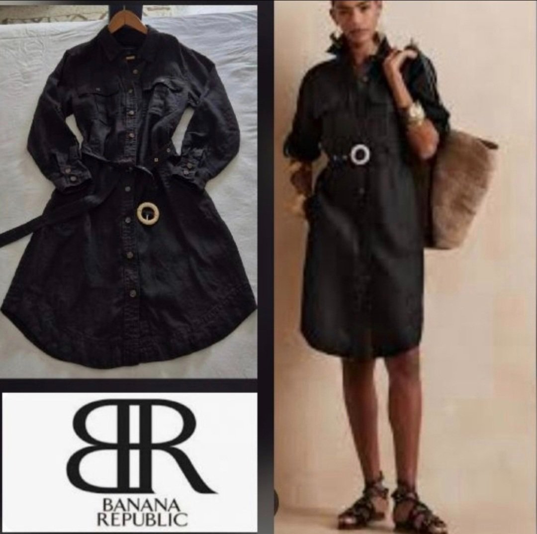 Sublime robe chemise à ceinture en lin banana republic  tt neuf 