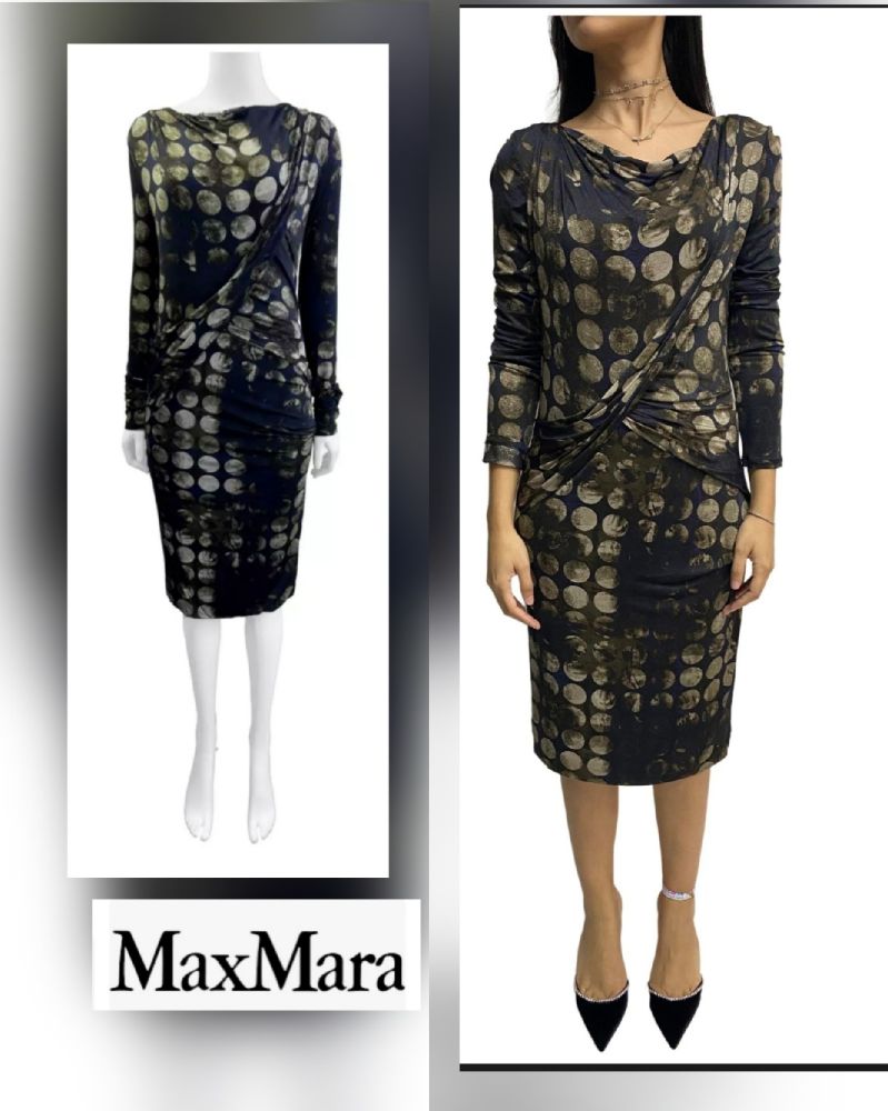 Très belle robe intrend by maxmara imprimé  à pois col drapé tt neuf 