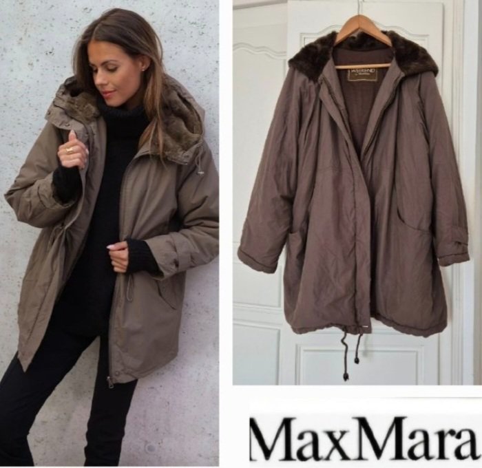 Trés jolie parka maxmara avec capuche à fourrure style oversize 