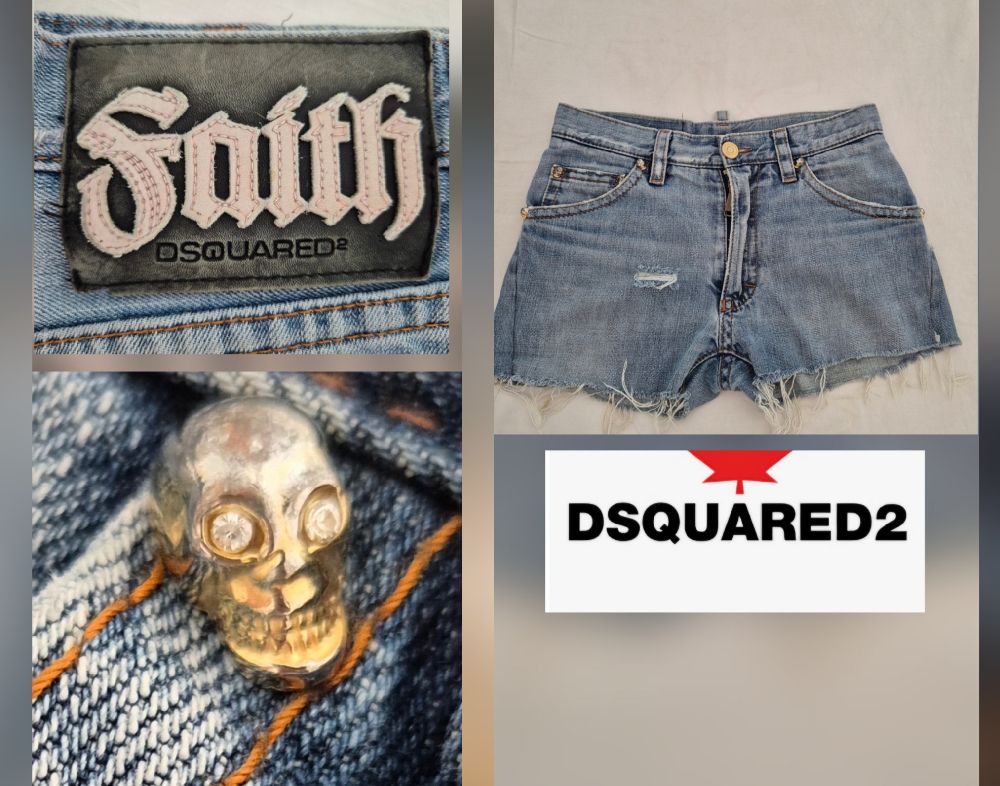 Magnifique short jeans DESQUARED 2 avec un très jolie accessoires au niveau de poche 
