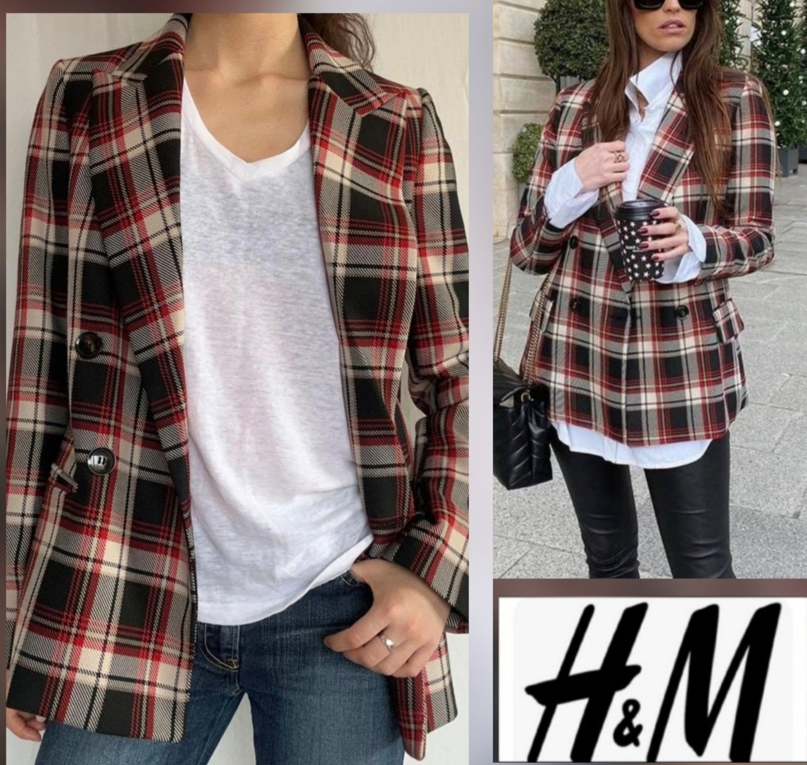 Magnifique blazer h&m à carreaux tt neuf