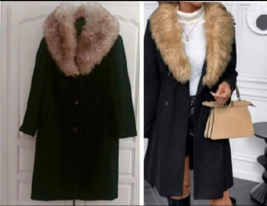 Sublime manteau col à fourrure trés chic 