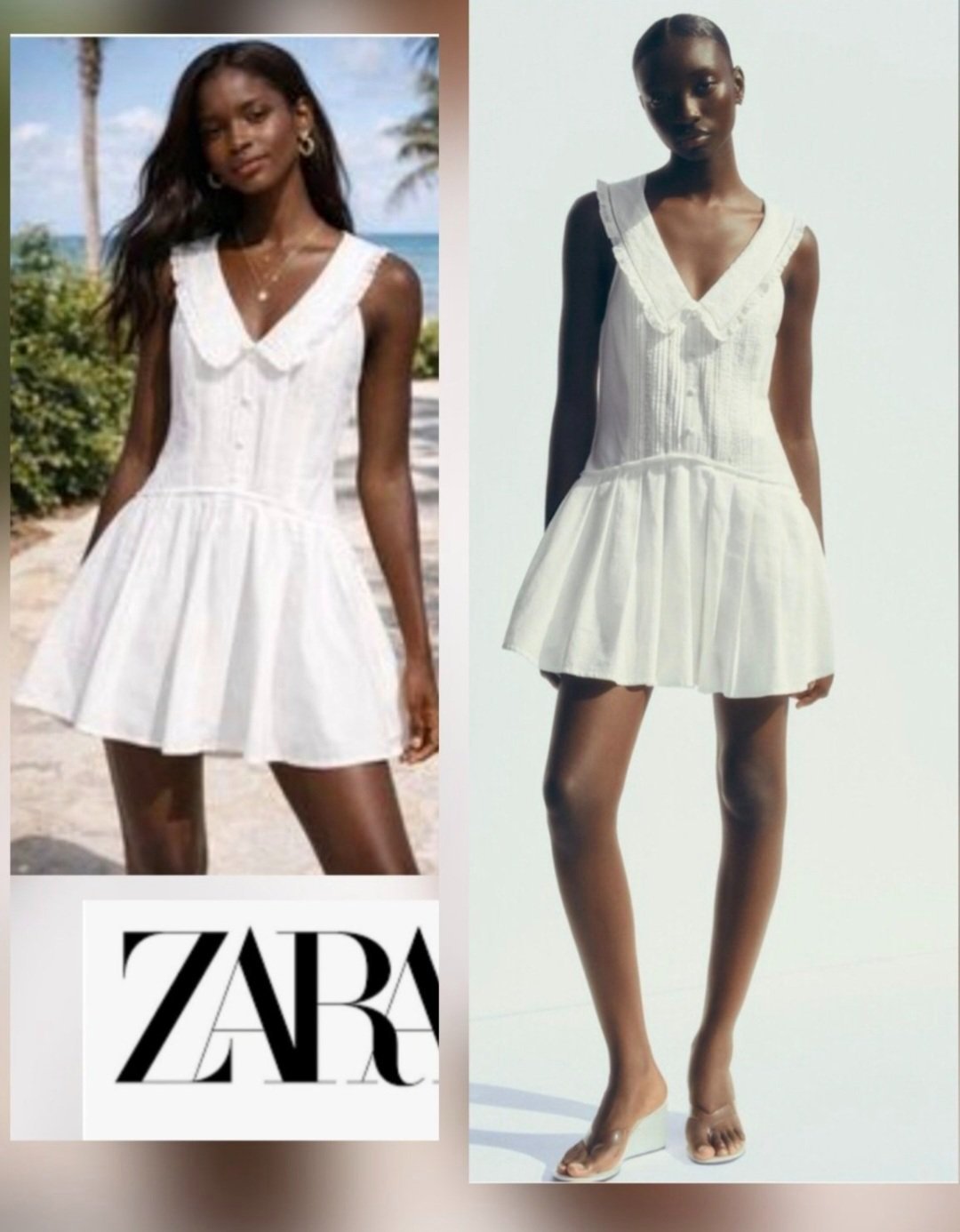 Trés jolie robe zara col brodé à volant 