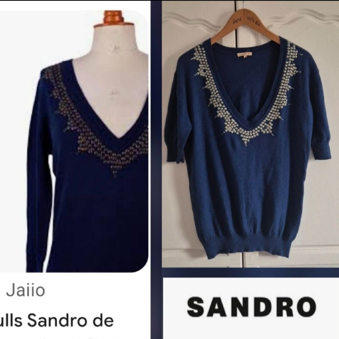 Trés jolie pull sandro en coton avec détail