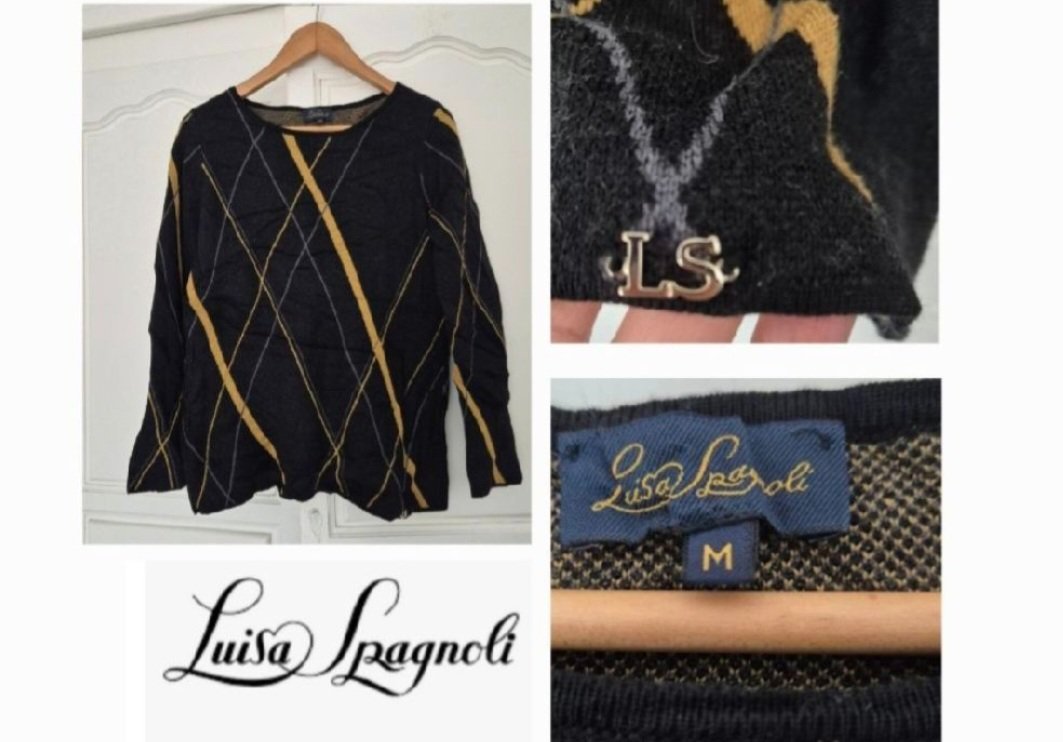 Trés jole pull luisa spagnoli avec logo doré tt neuf