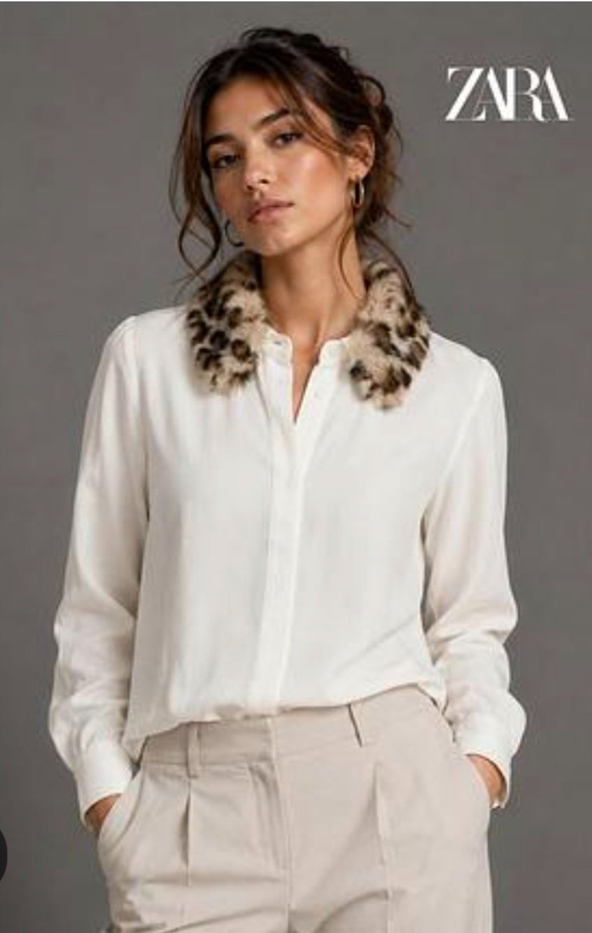 Magnifique chemise zara col fausse fourrure trés elégante
