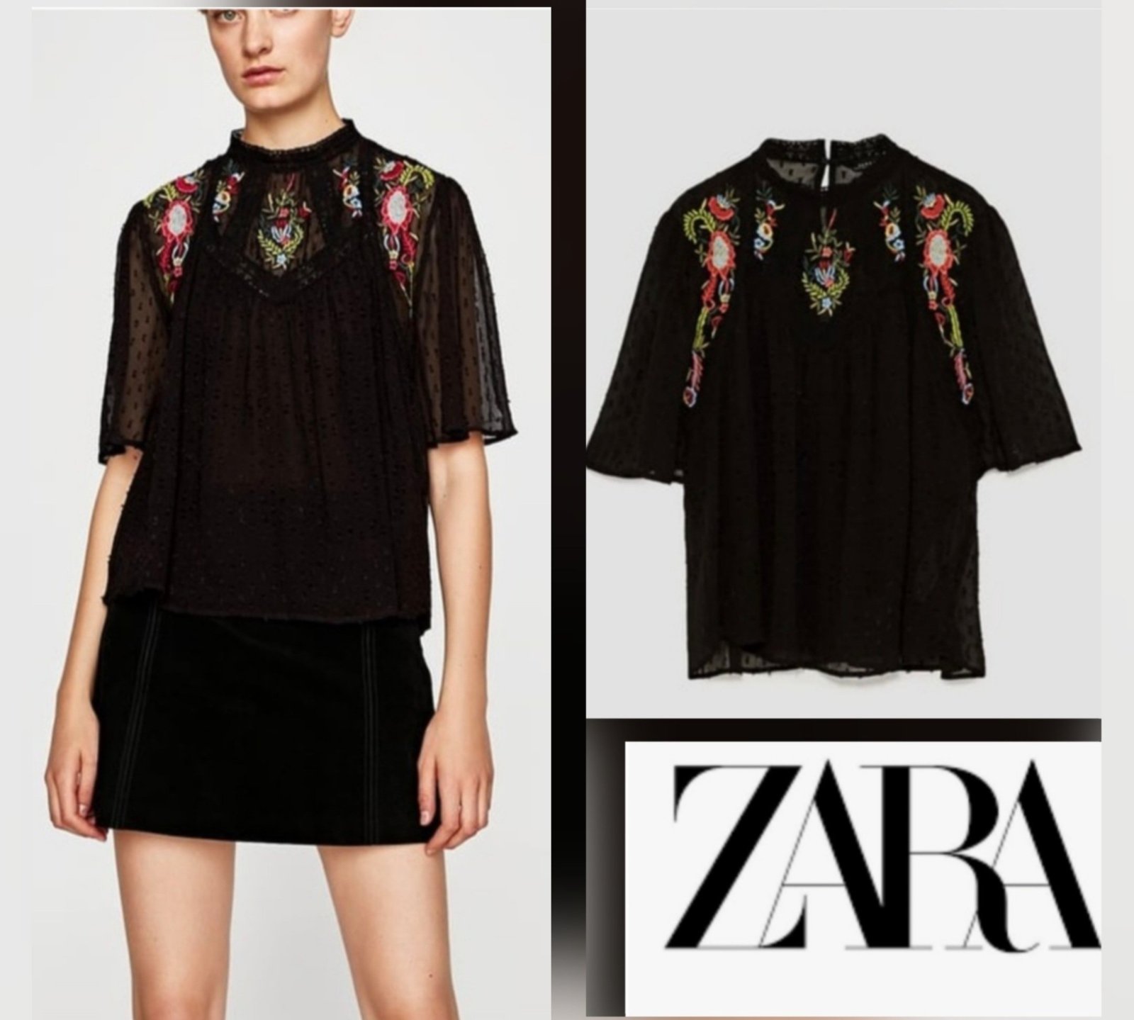 Sublime blouse brodé zara trés chic 