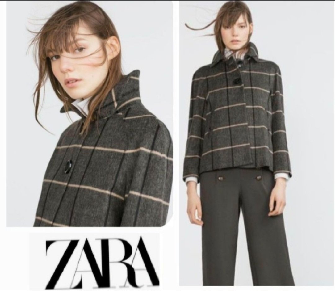 Magnifique veste manteau zara en laine mélangé coupe trés tendance   