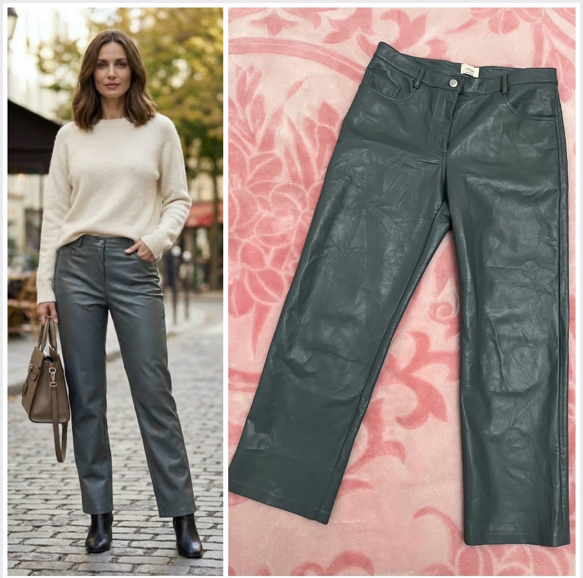 Pantalon en simili cuir bleu-gris👖profitez des promos dabchy