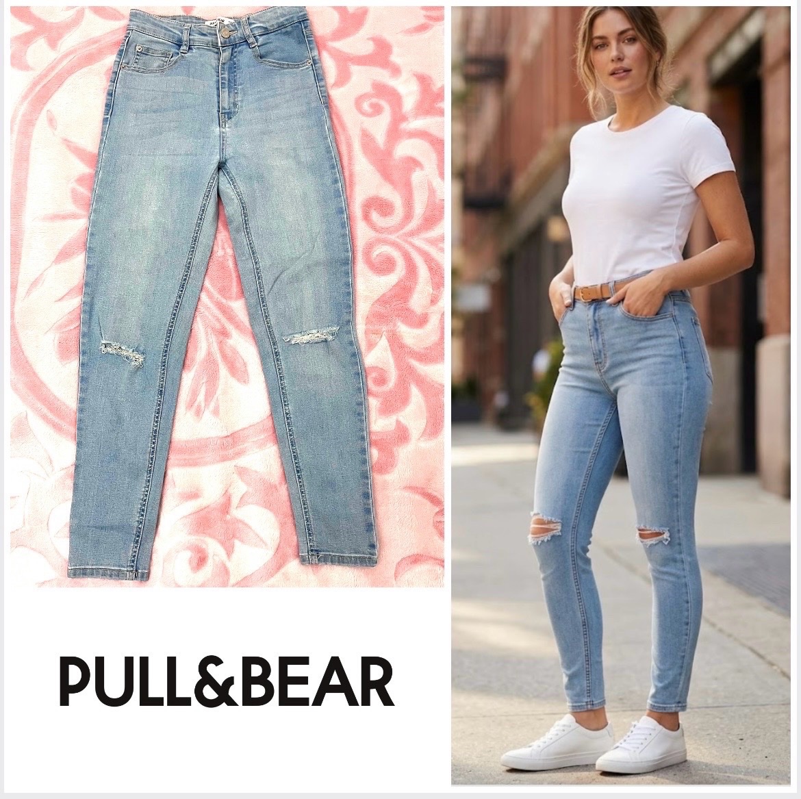Jean skinny taille haute Pull & bear👖profitez des promos dabchy