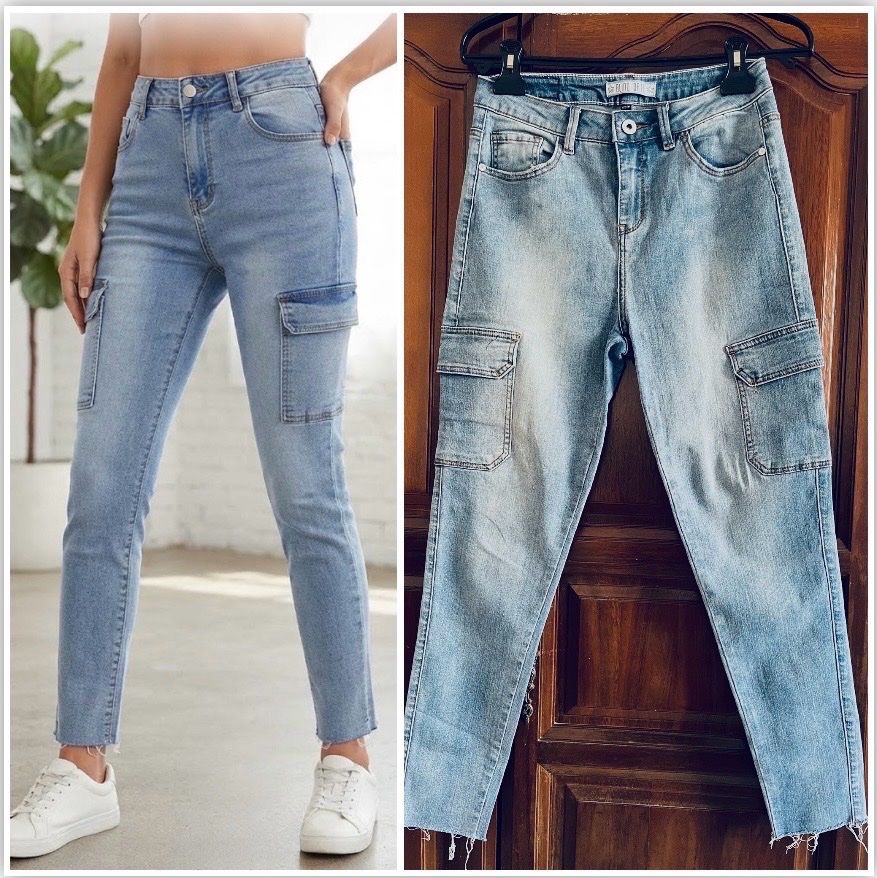 Jean cargo a jambes effilochees👖profitez des promos dabchy