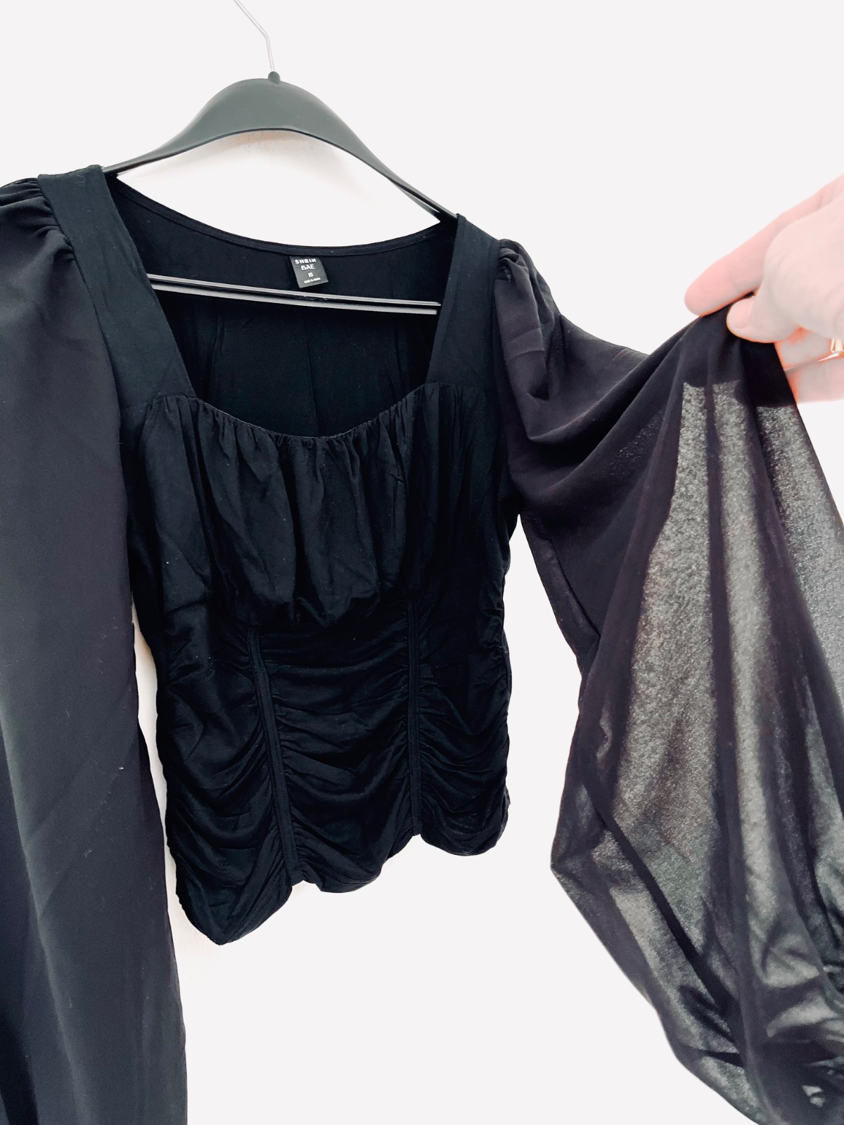 Blouse avec manches bouffantes transparentes 🖤 profitez des promos dabchy