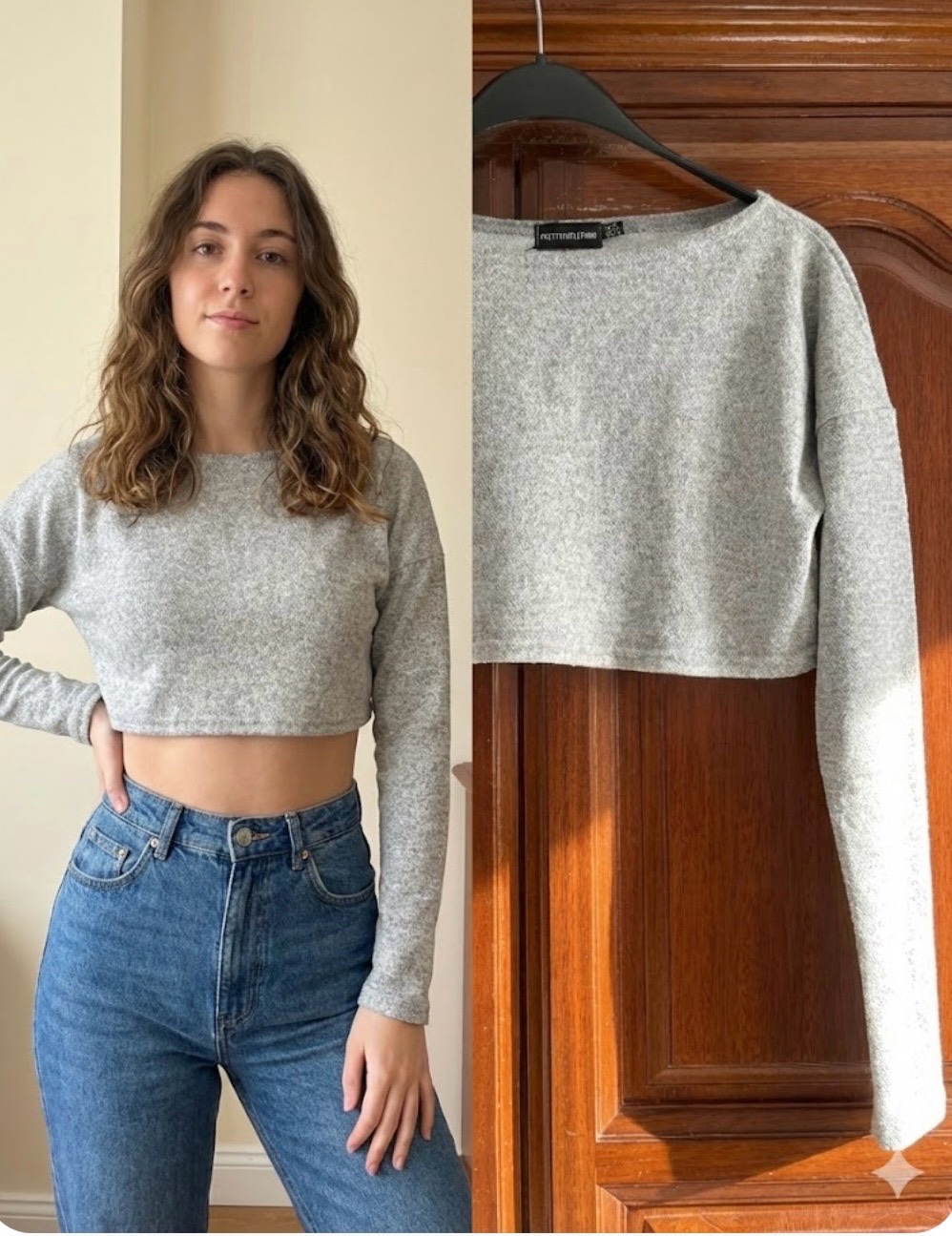 Grey Cropped Sweater Pretty little thing neuuuuuuuuuuuuuuuf....profitez des promos dabchy