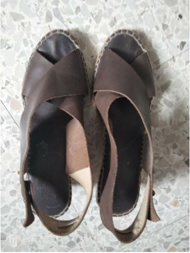 Sandales compensées halfa en cuir🤎profitez des promos dabchy