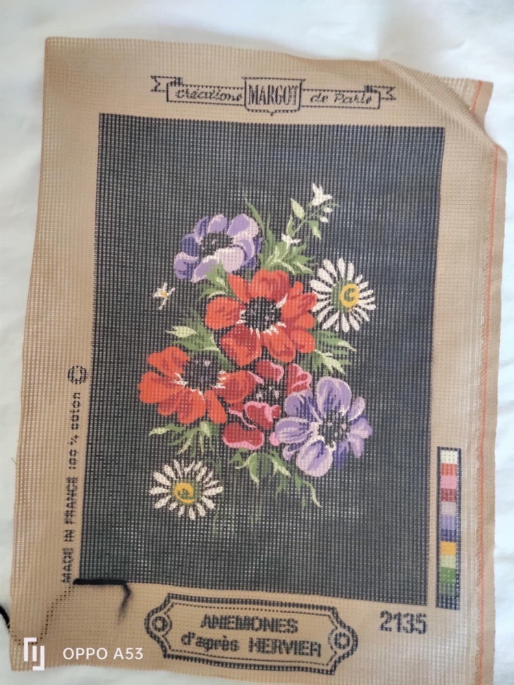Toile canevas MARGOT 'ANEMONES' d'apres HERVIER