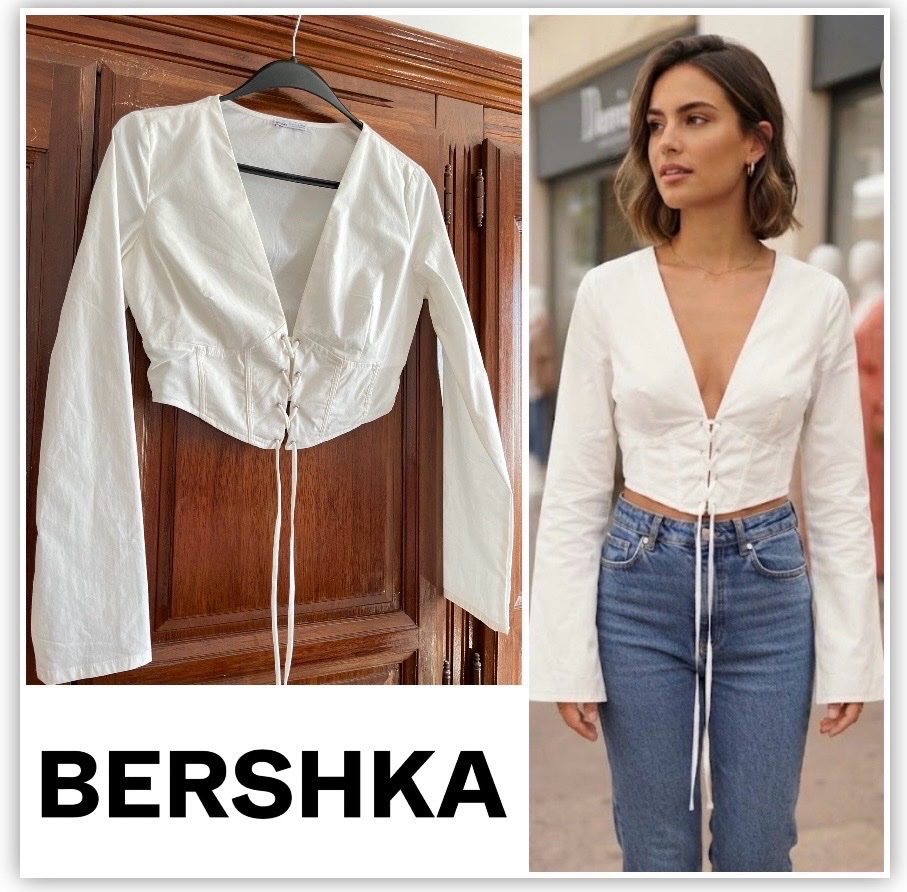 Blouse Bershka avec lacet🤍🤍profitez des promos dabchy