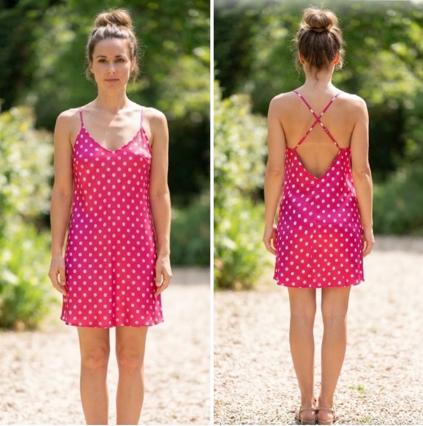 Robe Polka dot en satin fluide