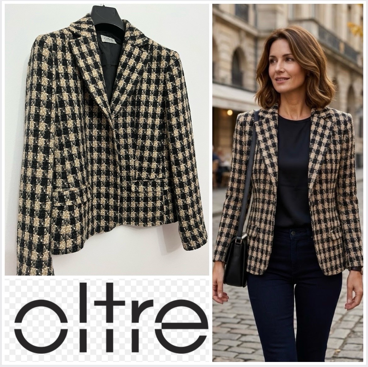 Veste en tweed pied de poules 🌻profitez des promos dabchy