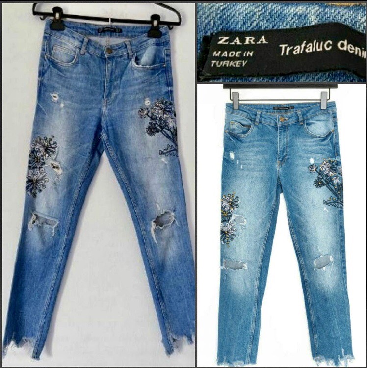 magnifique jean Zara brodé, déchiré, effiloche tt neuf🌸profitez de la remise du mercredi 