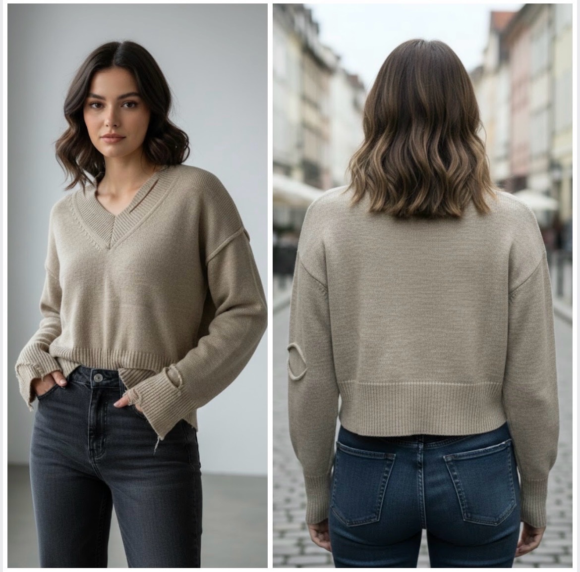   Pull déchiré en mailles,  jupevendue très original🌼profitez des promos dabchy🌼