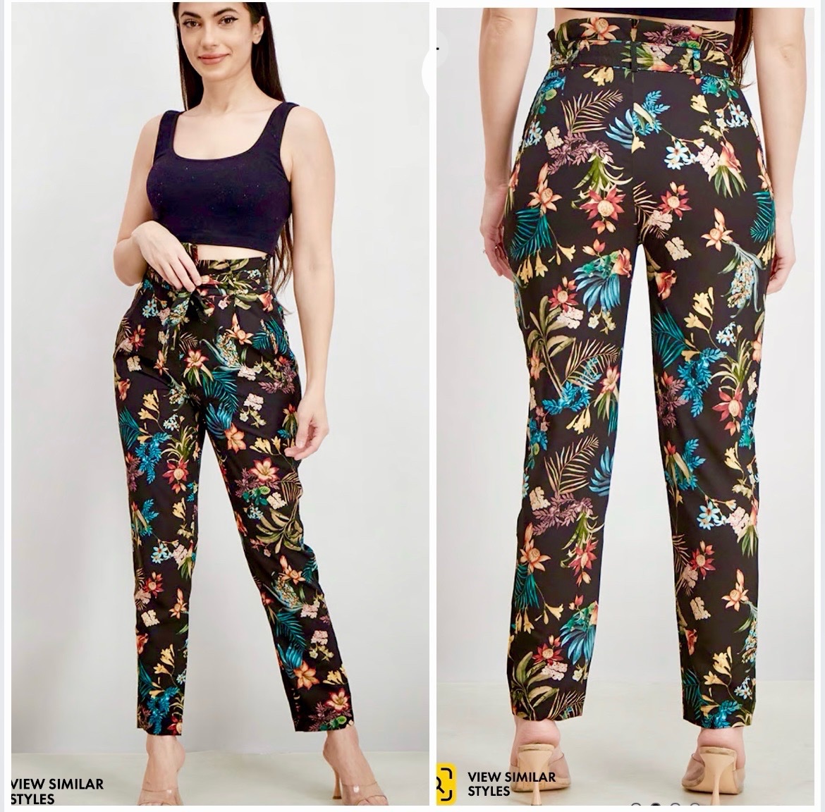 Pantalon floral taille haute 🖤profitez des promos dabchy